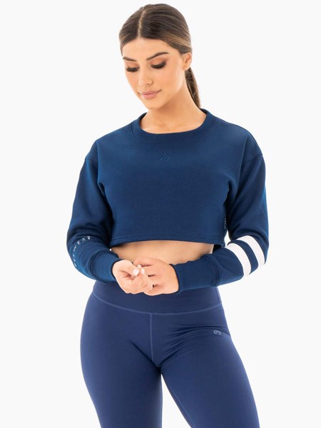 Ryderwear Motion Cropped Svetrové Tmavě Blankyt | NHLE-28139