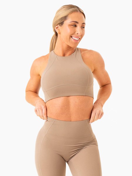 Ryderwear NKD Frame Long Line Sports Bra Latte | XYOK-38524