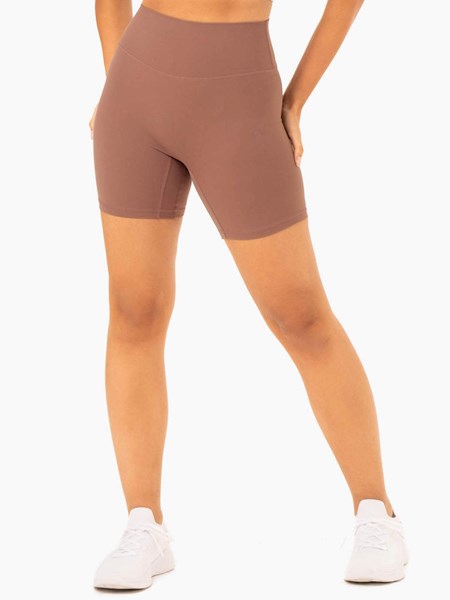 Ryderwear NKD Refine High Waisted Shorts Mocha | AWBS-18562