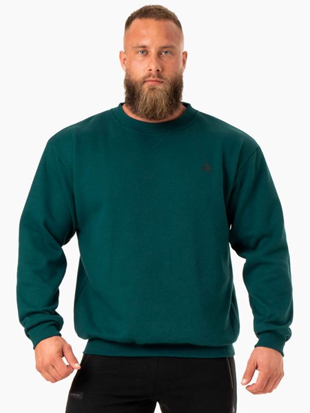 Ryderwear Reset Fleece Crew Neck Emerald | POHM-25094