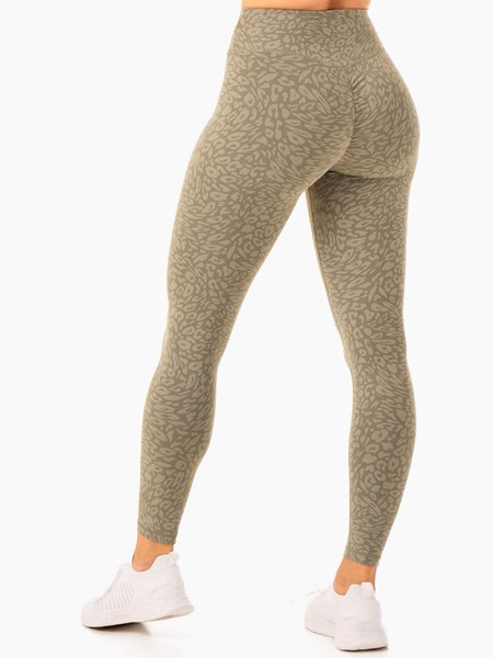 Ryderwear Rotation High Waisted Scrunch Leggings Hnědožlutý Leopard | ESUL-90746