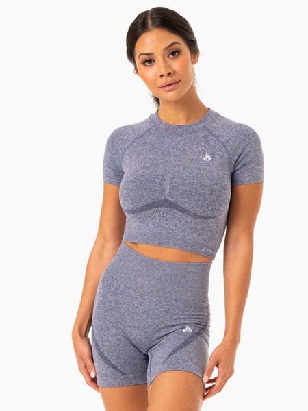 Ryderwear Sculpt Seamless T-Shirt Tmavě Blankyt | PIHM-74953