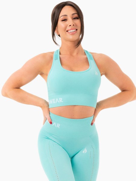 Ryderwear Seamless Staples Sports Bra Aqua Marl | RXZC-41803