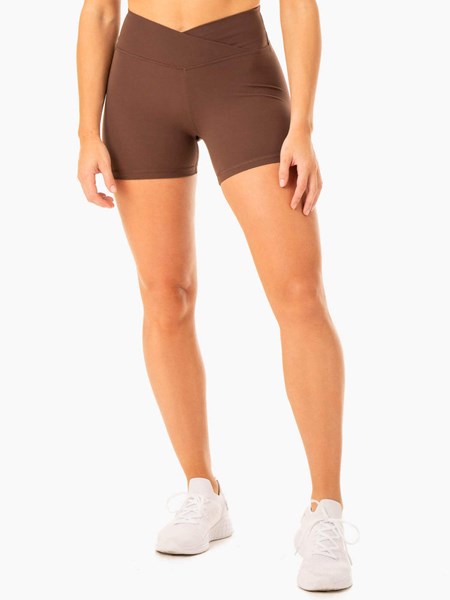 Ryderwear Serene Cross Over Scrunch Shorts Čokolády | CDJF-61250