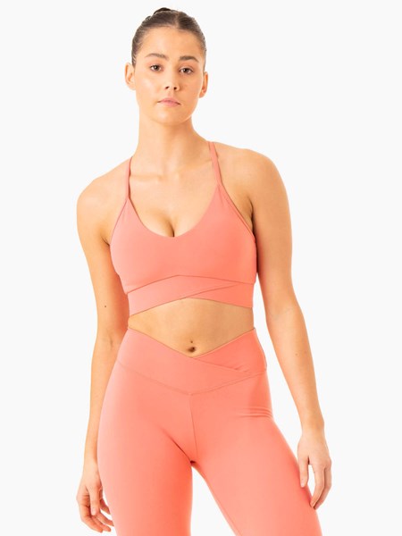 Ryderwear Serene Cross Over Sports Bra Růžové Růžové | EWSI-34786