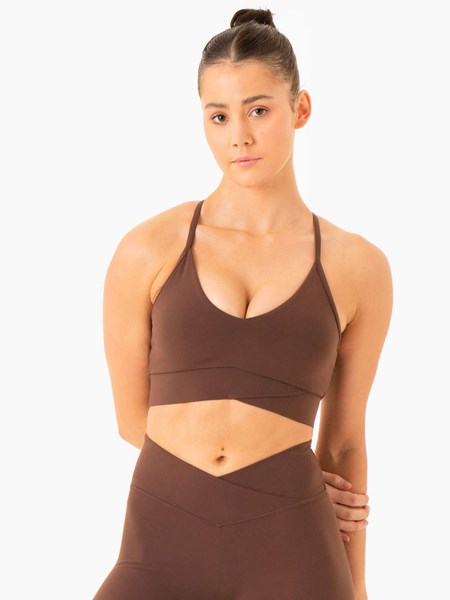 Ryderwear Serene Cross Over Sports Bra Čokolády | KIDQ-98240