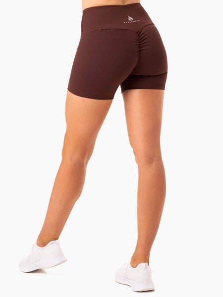 Ryderwear Staples Scrunch Bum Mid Length Shorts Čokolády | XLFT-89645