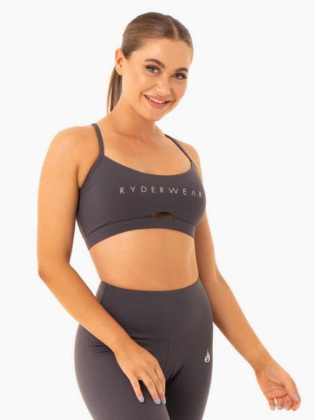 Ryderwear Staples Sports Bra Charcoal | OWKT-18762